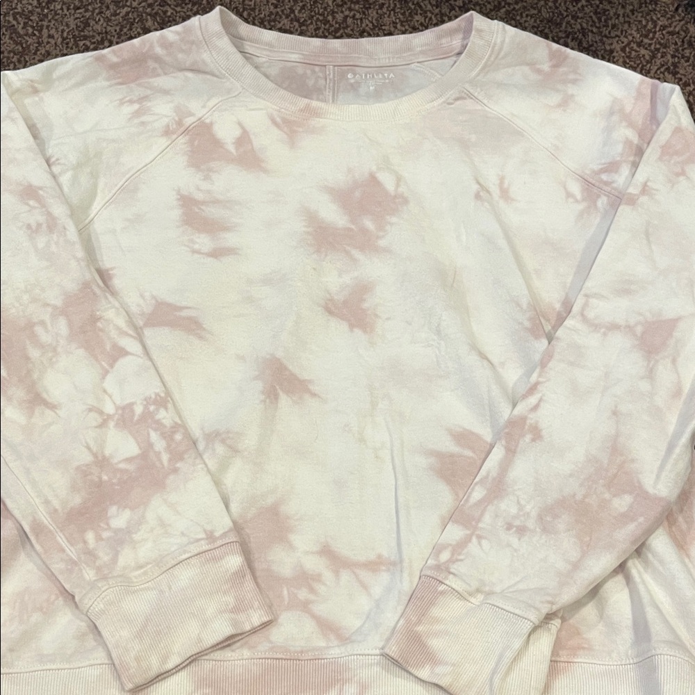 Athleta Pink and Cream Tie-Dye Sweatshirt